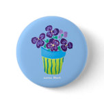 Botão do emblema da arte: Pansies em um vaso crachás