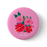 Botão do emblema da arte: Rosa do hibiscus crachás