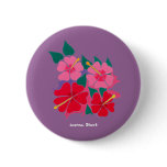 Botão do emblema da arte: Roxo do hibiscus crachás