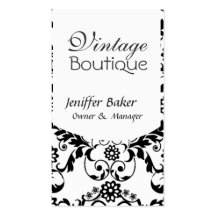 Boutique preto e branco do vintage do damasco modelo cartoes de visita