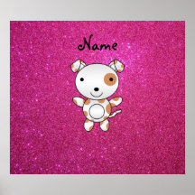 Brilho conhecido personalizado do rosa do cão impressão
