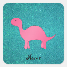 Brilho cor-de-rosa conhecido personalizado de turq adesivo em forma quadrada