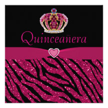 Brilho da princesa Coroa, do coração & da zebra de Convites Personalizado