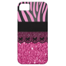 Brilho feminino elegante bonito do laço da zebra capa iPhone 5