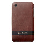 Brown 3G de couro mal - personaliza iPhone 3 Capa