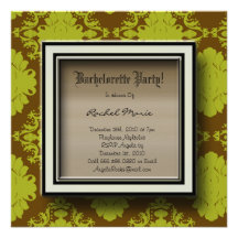 Brown e festa de solteira verde Invitati do damasc Convite Personalizados