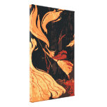 Bruxa, fogo e chamas do Dia das Bruxas do vintage  Impressão De Canvas Envolvida