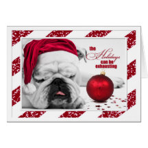 Buldogue do Natal em um chapéu do papai noel Cartão