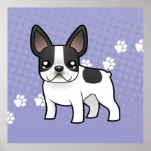Buldogue francês dos desenhos animados pôsteres