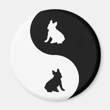 Buldogue francês Yin Yang Imã De Refrigerador