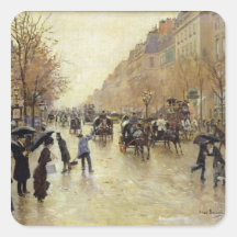 Bulevar Poissonniere na chuva, c.1885 Adesivos Quadrados