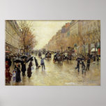 Bulevar Poissonniere na chuva, c.1885 Pôsteres