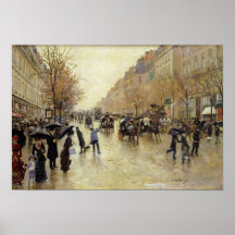 Bulevar Poissonniere na chuva, c.1885 Pôsteres