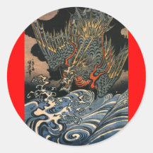 C. de pintura japonês 1800's adesivo em formato redondo