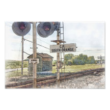 C.P. Trilhas para o sul alaranjadas do trem Foto Arte