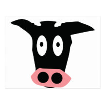 cabeça cómica engraçada da vaca cartão postal