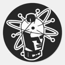 Cabeça retro do robô da ficção científica - preto  adesivos