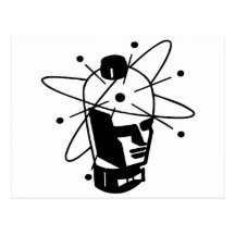 Cabeça retro do robô da ficção científica - preto  cartao postal