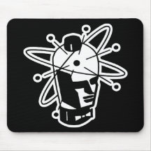 Cabeça retro do robô da ficção científica - preto  mouse pads