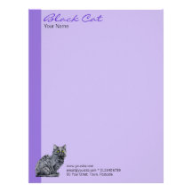Cabeçalho do roxo do gato preto modelo de papel de carta
