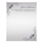 Cabeçalho floral de prata roxo ornamentado dos red papel de carta personalizados