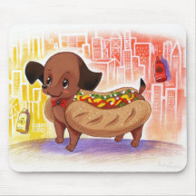 Cachorro quente no bonito Kitschy da cidade Mouse Pad