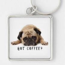 Café obtido? Corrente chave do Pug Chaveiro