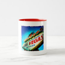 Café retro do sinal de Las Vegas do vintage e cane