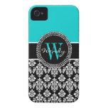 Caixa inicial personalizada do damasco do preto do capas iPhone 4