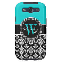 Caixa inicial personalizada do damasco do preto do capa para galaxy s3