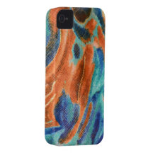 Caixa iPhone4 abstrata de turquesa e de laranja Capa De iPhone 4 Case-Mate
