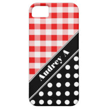 Caixa vermelha do iPhone 5 das bolinhas do preto d Capa iPhone 5