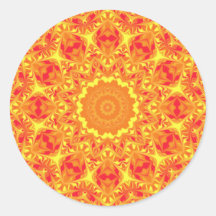 Caleidoscópio da flor do fogo adesivos em formato redondos