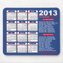 calendário 2013 mouse pads
