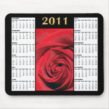 Calendário Mousepad da rosa vermelha 2011