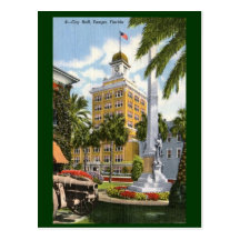 Câmara municipal, vintage de Tampa, Florida Cartoes Postais
