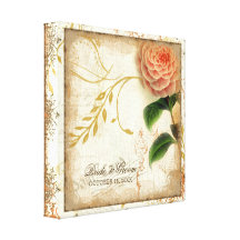 Camélia botânica casamento personalizado personali impressão de canvas esticada