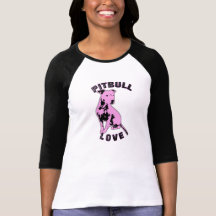 Camisa cor-de-rosa & preta do amor de Pitbull Camiseta