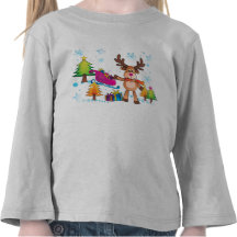 Camisa da rena do Natal para miúdos Camisetas