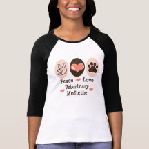 Camisa do Raglan T da medicina veterinária do amor T-shirts