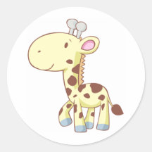 Camisas bonitos do girafa do bebê dos desenhos ani adesivos em formato redondos