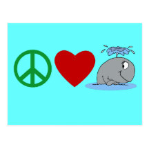 Camisas das baleias T do amor da paz, canecas de v Cartões Postais