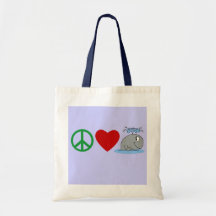 Camisas das baleias T do amor da paz, canecas de v Bolsa Para Compra