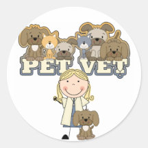 Camiseta e presentes fêmeas louros do veterinário  adesivos redondos