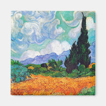 Campo de trigo de Van Gogh com ciprestes (F615) Imãs