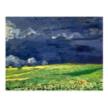 Campo de trigo de Van Gogh sob o céu nublado (F778 Cartão Postal