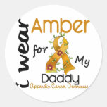 Cancer do apêndice eu visto o âmbar para meu pai 4 adesivo em formato redondo