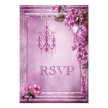 Candelabro, coração & flores românticos RSVP Convite Personalizado