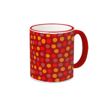 Caneca alaranjada vermelha da campainha das bolinh
