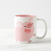 Caneca alegre do costume do porco dos desenhos ani